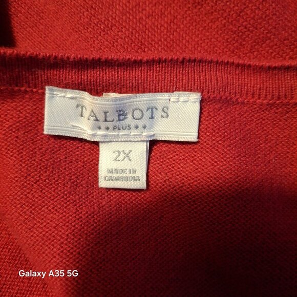 Talbots Plus Women's Red V-Neck Sweater 2X Classic Elegant Office Business - Picture 5 of 8